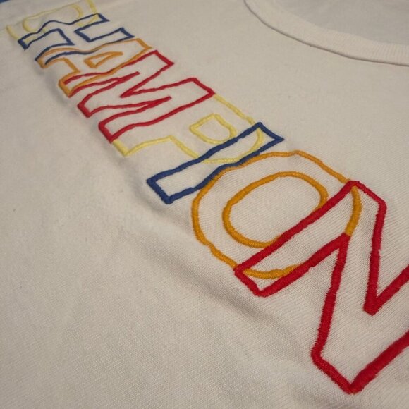 Men's XL Stitched Champion White Graphic Heavyweight Short Sleeve Tee Shirt - Picture 6 of 6